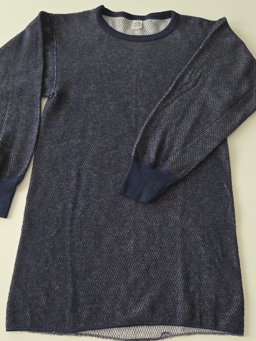 Men's Navy Waffle Knit Sweater Thermal Layer Morgan Miller Performance Wear
